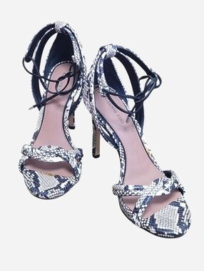 New Gianni Bini Leather Upper Snake Skin Print High Heel Sandals 8M